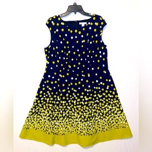 Navy and Yellow Polka Dot Dress
